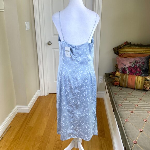Forever 21 Dress Slip Midi Light Blue White Polka Dots NWT (M) - Picture 3 of 7